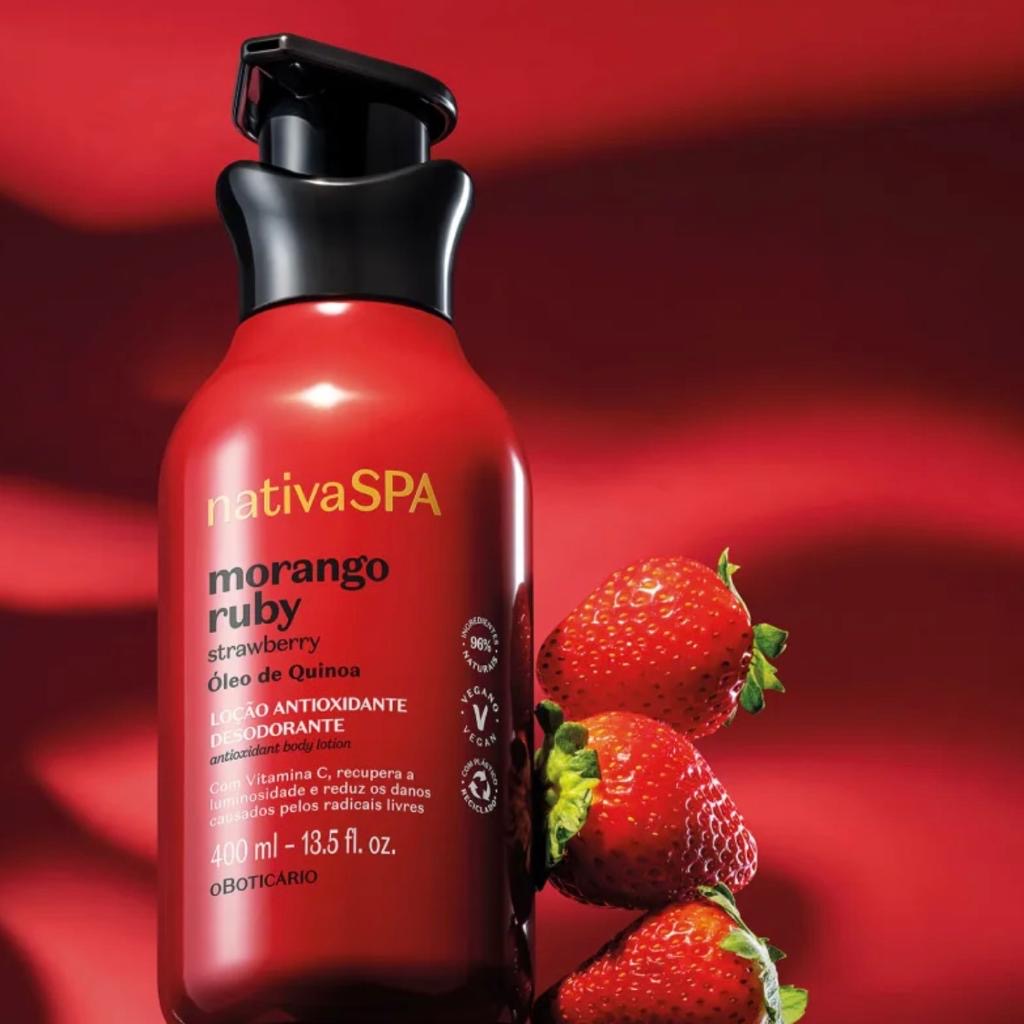 Crema Idratante Corpo Morango Ruby Nativa Spa, 400 ml