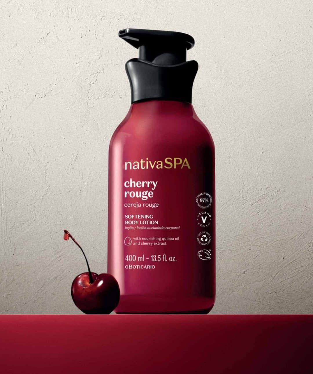 Crema Corpo Idratante Cereja Rouge Nativa Spa, 400ml