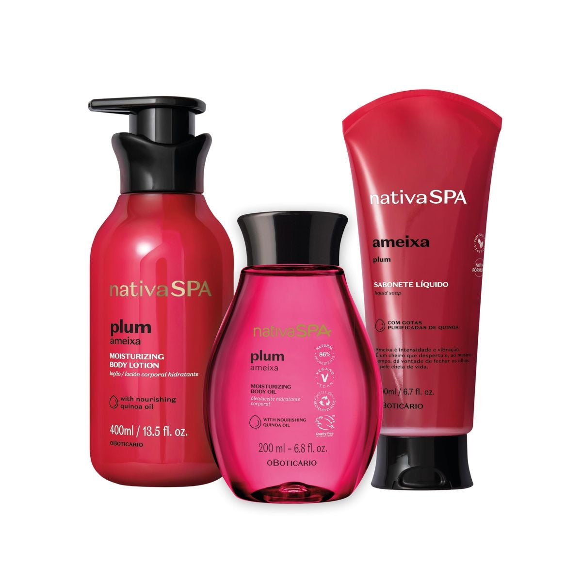 Combo Nativa SPA Ameixa – Crema Corpo 400ml + Olio 200ml + Bagno Schiuma 200ml
