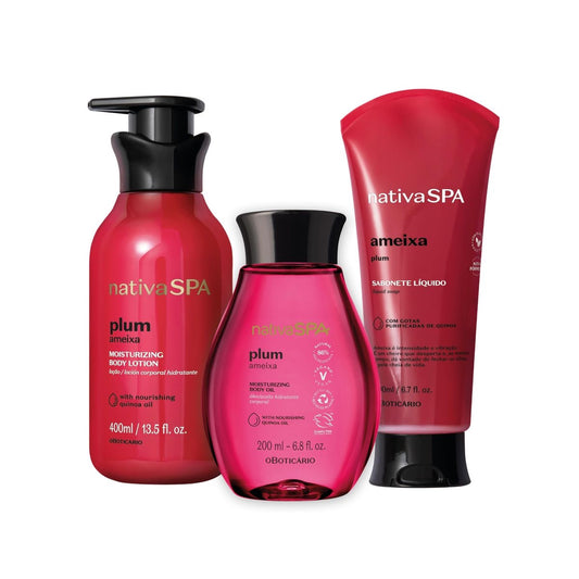 Combo Nativa SPA Ameixa – Crema Corpo 400ml + Olio 200ml + Bagno Schiuma 200ml