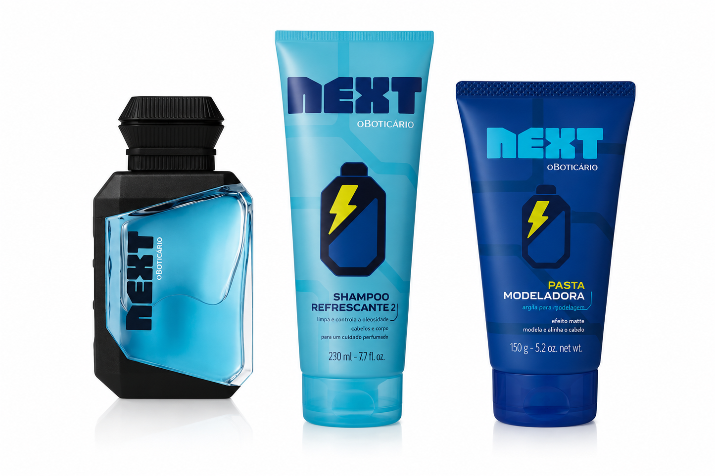 Set NEXT O Boticário Bambini – Eau de Toilette 75 ml + Shampoo 2 in 1 230 ml + Pasta Modellante 150 g