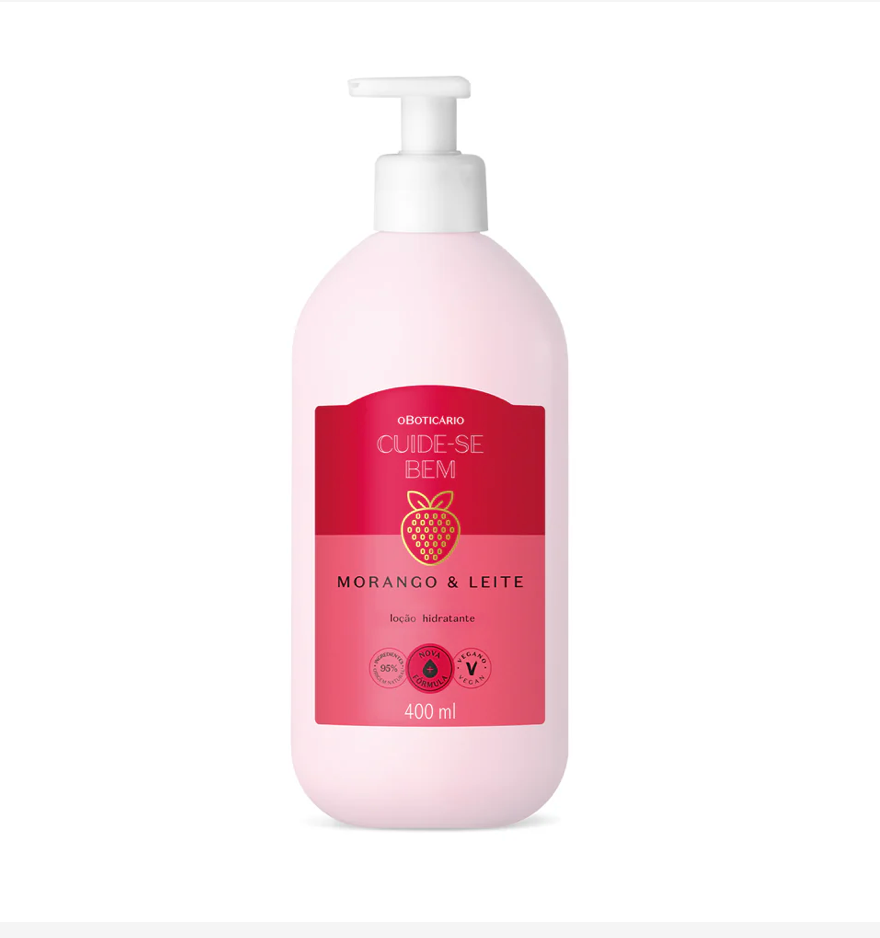 O Boticario Lozione Idratante Corpo Cuide-se Bem Morango e Leite, 400ml