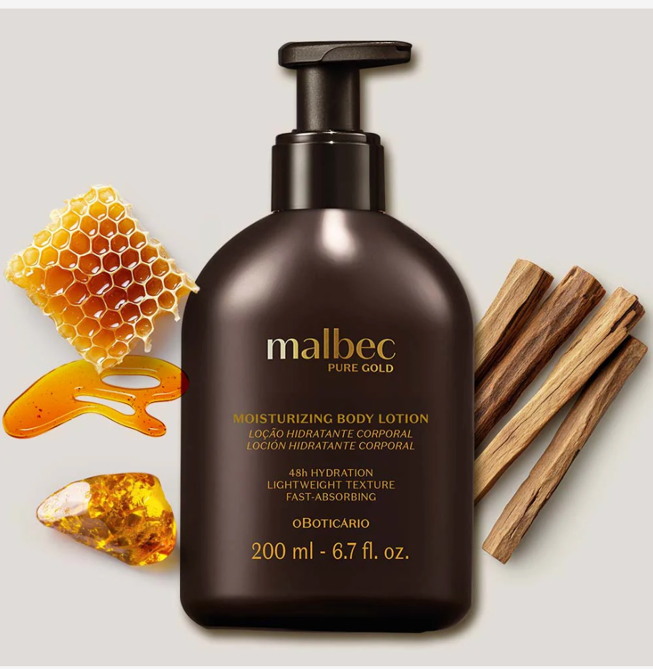 o Boticario Lozione Idratante Malbec Pure Gold, 200 ml